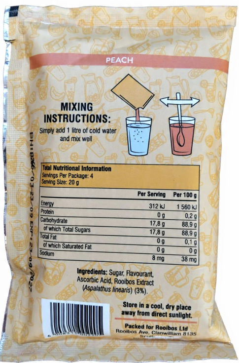 Rooibos Iced Tea Powder - Peach or Naartjie