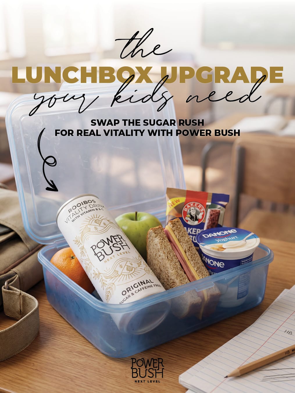 Kids lunchbox with Power Bush Rooibos Vitality Drink