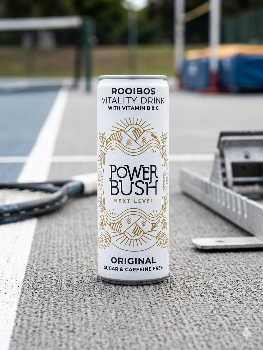 Power Bush Rooibos Vitality Drink Original 250ml can, with vitamin B and C